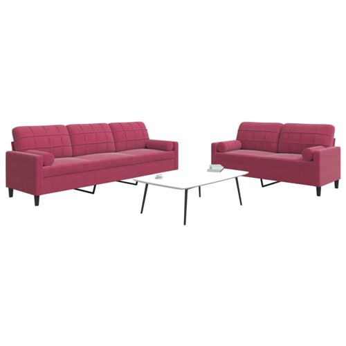Non Communiqué Multicolore Ensemble De Canapés 2 Pcs Avec Coussins Et Traversins Velours