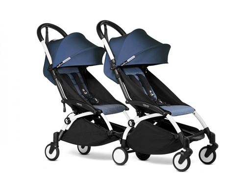 Babyzen - Poussette double YOYO 2 cadre blanc 6+ bleu air france