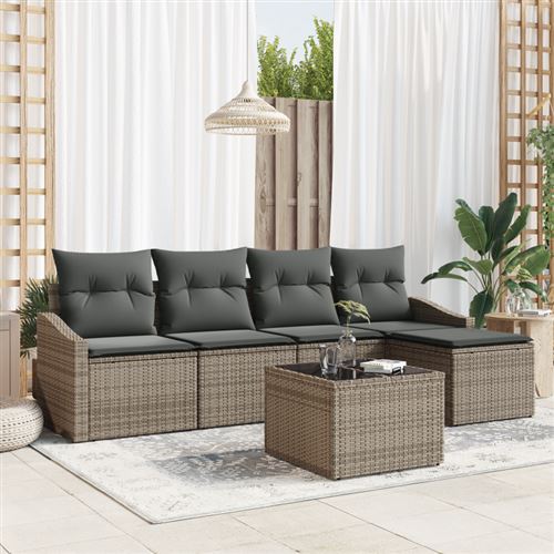 vidaXL - Ensemble de canapés de jardin - 5 pièces - Noir - Image 2