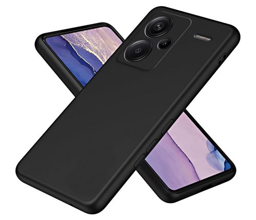 Coque pour Xiaomi Redmi Note 13 Pro+ Plus 5G - housse etui silicone gel fine + verre trempe - NOIR - htdmobiles