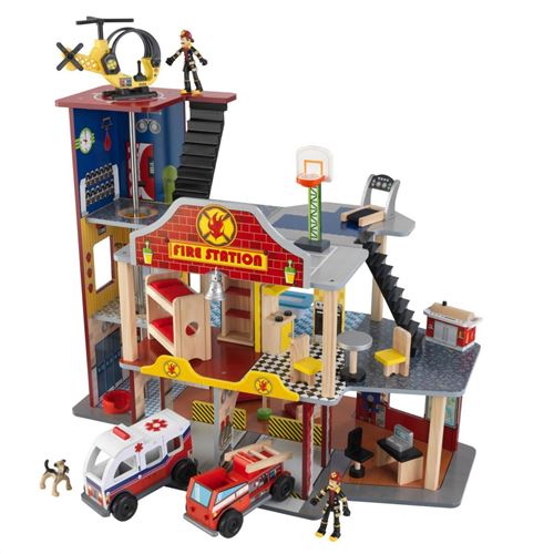 Hape Caserne de pompiers en bois 48 x 60 cm rouge - Figurine pour enfant -  Achat & prix