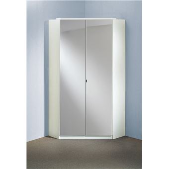 Armoire D'Angle PEGANE - Blanc Cassé - 95x198x95 Cm - Rangement Modulable - Livrée En Kit à Monter