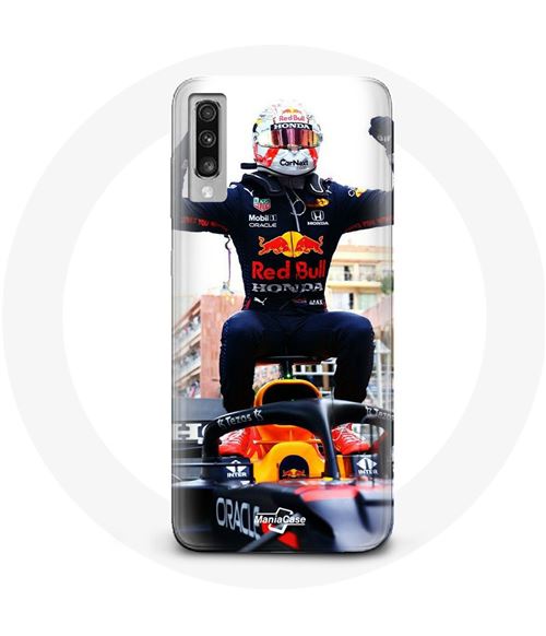 Coque pour Samsung Galaxy A70 Formule 1 Verstappen Pilote automobile F1 noir rouge et jaune Maniacase