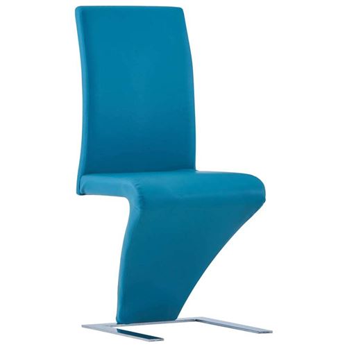 vidaXL Chaises à dîner avec forme de zigzag 2 pcs Bleu Similicuir