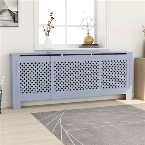 vidaXL Cache-radiateur MDF Gris 205 cm 325557