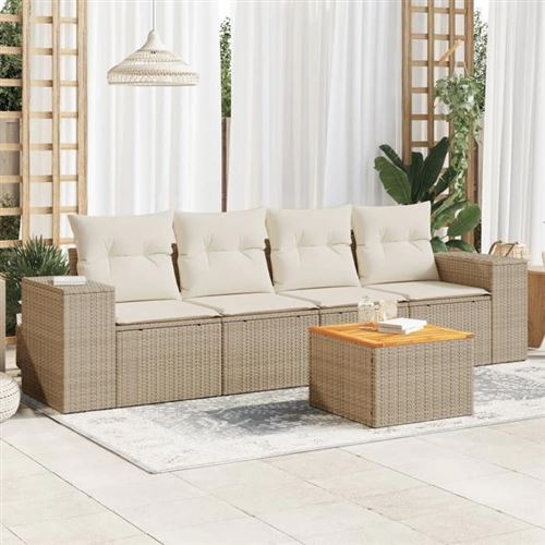 VIDAXL - Salon de jardin modulable - 4 personnes - 5 pièces - Beige - Image 2