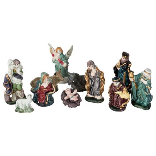 Paris Prix - Lot De 11 Santons crèche 9cm Multicolore