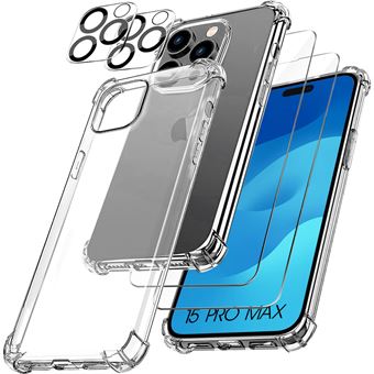 Coque pour iPhone 15 Pro Max TPU Renforcé + 2 Verres Trempés Ecran et 2 Protections Caméra Arrière - BOOLING - 1
