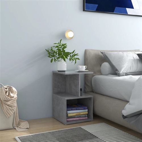 Tables de chevet 2 pcs gris béton 35x35x55 cm bois d ingénierie