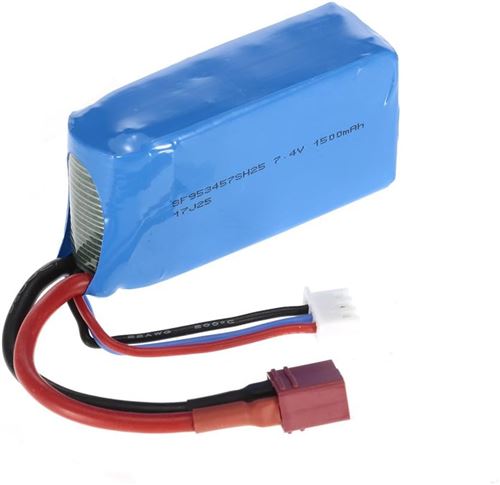 Batterie Rechargeable LiPo 7,4V 1500mAh Compatible avec WLtoys A959-B, A979-B Haute Capacité et Sécurité Idéale pour Modélisme RC, Bleu