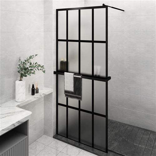 VidaXL Paroi de douche avec étagère Noir 90x195 cm Verre ESG&Aluminium