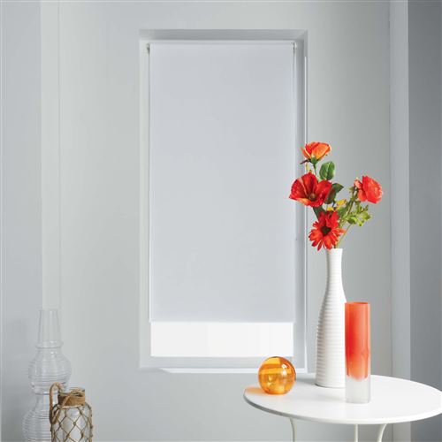Store enrouleur occultant 120 x 180 cm polyester occult Blanc