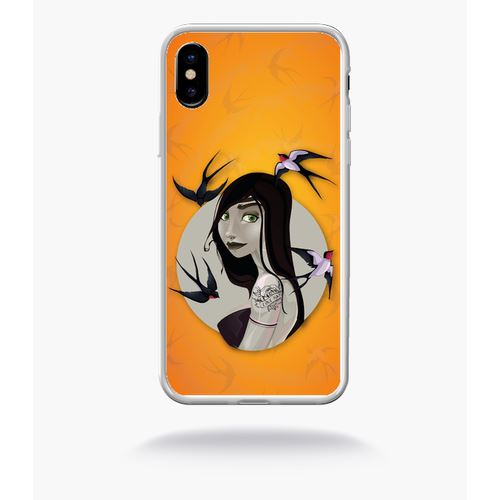 Coque Illustration Fond Orange Compatible Apple Iphone 10 Bord Transparent