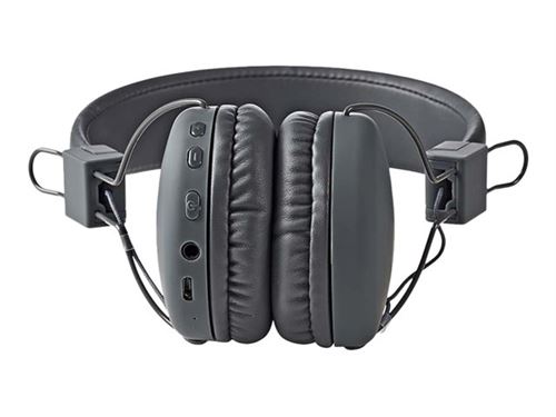 Nedis HPBT1100GY - Koptelefoon met micro - op oor - Bluetooth - draadloos - 3,5 mm-stekker - grijs