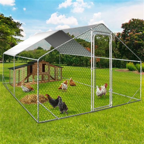 Enclos Poulailler 12 M² Parc Grillagé En Acier Galvanisé