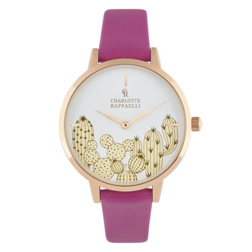Montre Femme Charlotte Raffaelli à Quartz Cadran Blanc 36mm Et Bracelet Doré En PU CRS18031