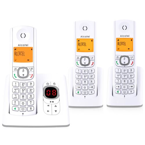 Alcatel Classic F530 Voice Trio - Téléphone sans fil - système de répondeur avec ID d'appelant - DECT - gris, blanc + 2 combinés supplémentaires