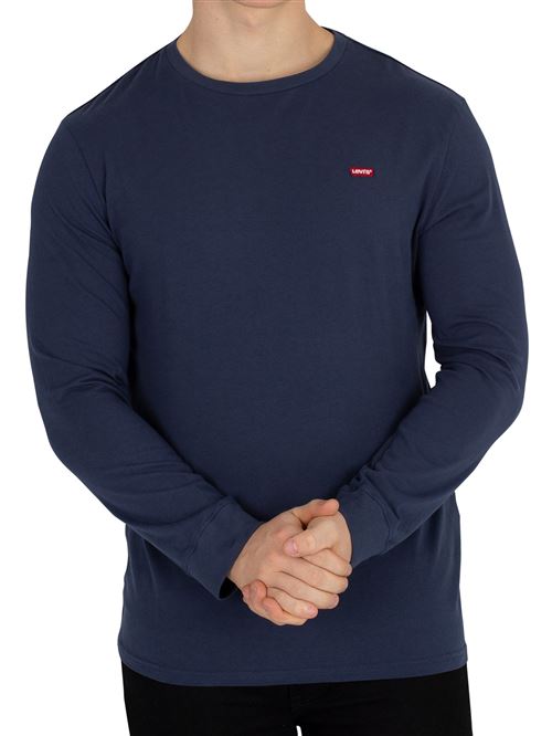 Levi's Homme T-shirt original à manches longues, Bleu