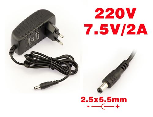 Non Communiqué Kalea-Informatique Alimentation Secteur 220V Vers 7.5V Dc 2A Avec Connecteur 2,5Mm X 5,5Mm (Diamètres Interne/Externe)