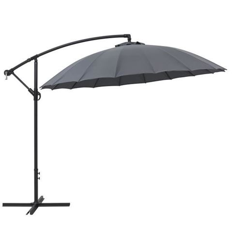 parasol déporté type shanghai - diametre 3m - strucutre aluminium avec polyester 220gr - gris - hyoty