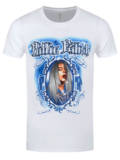 Billie Eilish T-Shirt Airbrush Photo Homme Blanc - Taille M