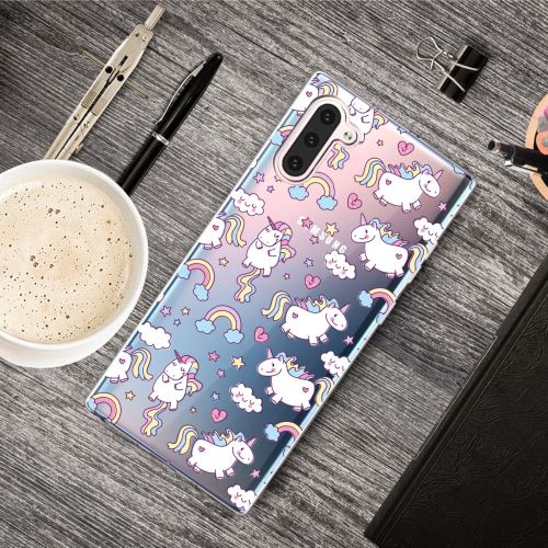 Coque en TPU impression de modèle mignon souple Licorne et arc en ciel pour votre Samsung Galaxy Note 10