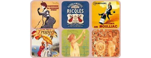 Cartexpo 70699 Alimentation Lot de 6 Sous Verres Absinthe Champagne Bois/Liège