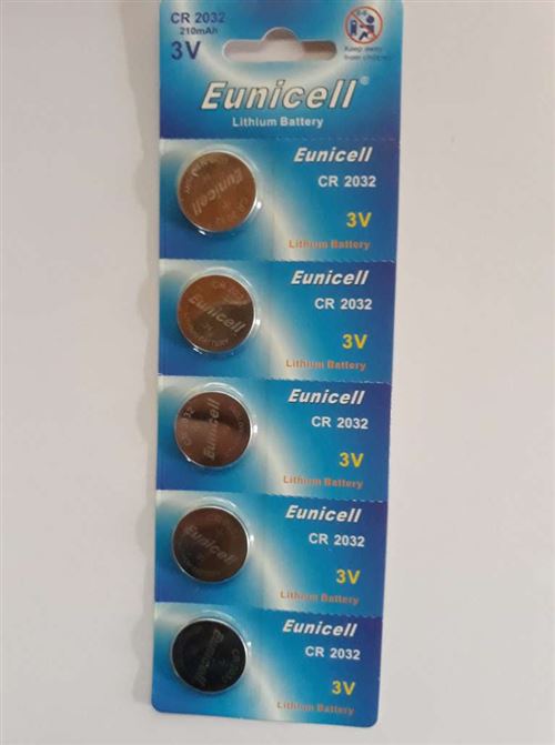 Lot de 5 piles boutons CR2032 DL2032 5004LC CR 2032 3 V EUNICELL