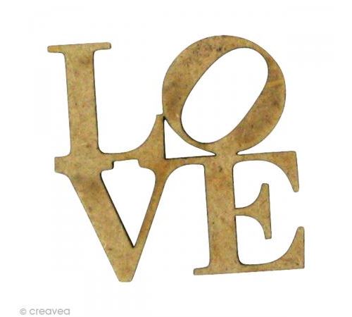 Forme en bois Amour - Love carré Mini - MDF 2,5 x 2,5 cm