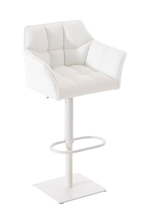 CLP Tabouret de bar Damaso en similicuir , Blanc /Blanc