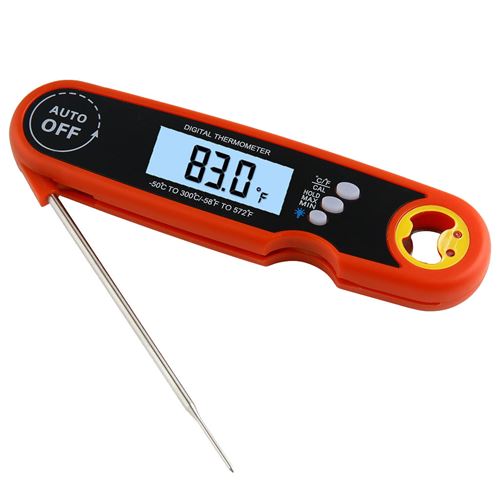 Thermomètre de cuisine alimentaire électronique étanche pliable -rouge
