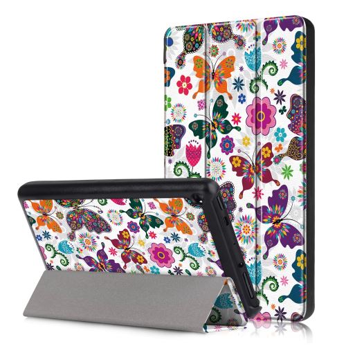 Etui en PU impression de modèle papillon avec support tri-pliure pour votre Amazon New Fire 7 2019