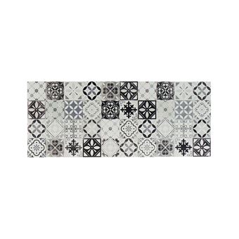 tapis de couloir en vinyle effet carreaux de ciment mosai 66x160 cm noir et blanc achat prix fnac