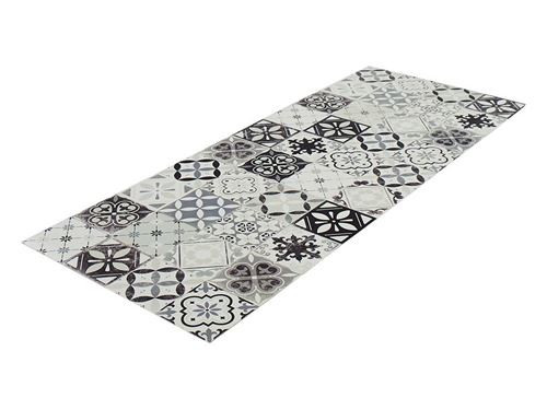 tapis de couloir en vinyle effet carreaux de ciment mosai 66x160 cm noir et blanc achat prix fnac