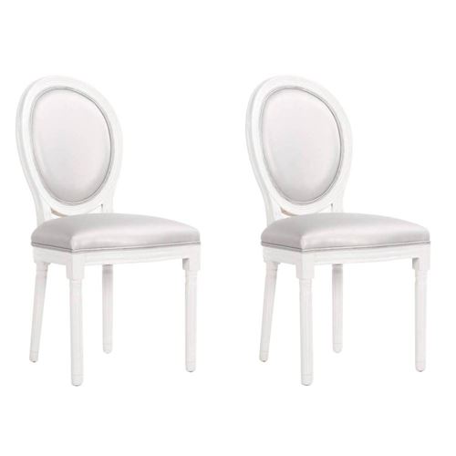 Lot de 2 chaises médaillon VERSAILLES style louis XVI polyuréthane gris