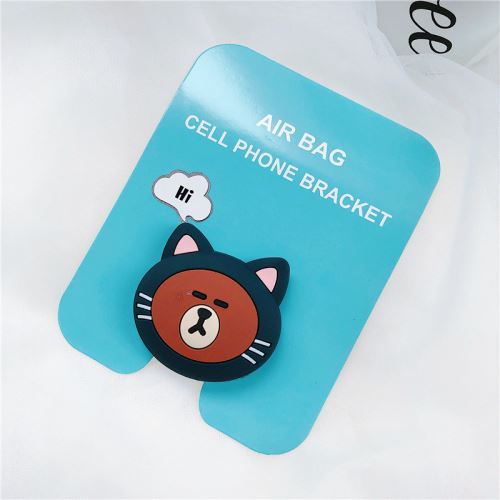 Support de téléphone mignon de bande dessinée universelle Chat bleu foncé en silicone