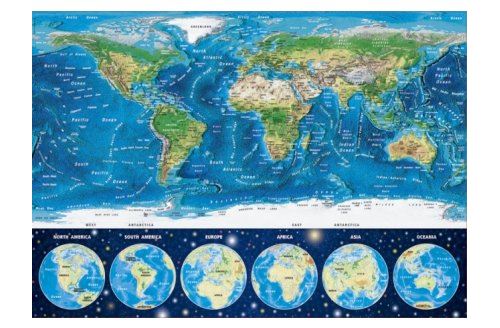 EDUCA Puzzle adulte carte du monde 1000 pieces - puzzle neon / phosphorescent -  