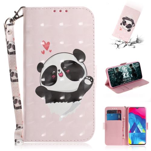 Etui en PU impression de motifs décor de points lumineux panda et coeurs pour votre Samsung Galaxy M10