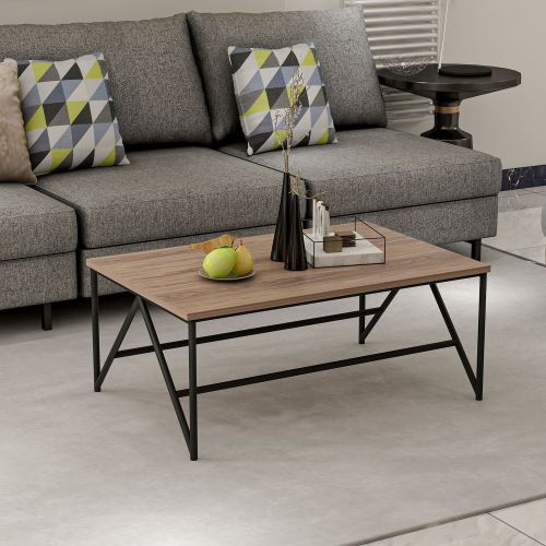 Table basse industrielle Hayes - L. 90 x H. 38 cm - Noir
