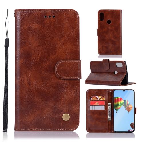 Etui en PU vintage premium avec support café pour votre Huawei P30 Lite/Nova 4e