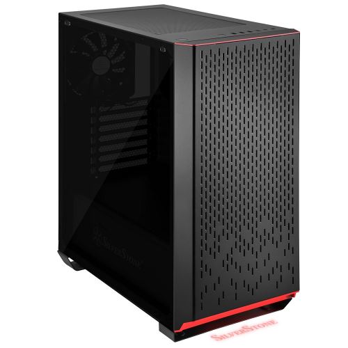 SilverStone SST-PM02B-G - Boîtier de jeu Primera Midi Tower, ATX, face en verre trempé, noir mat