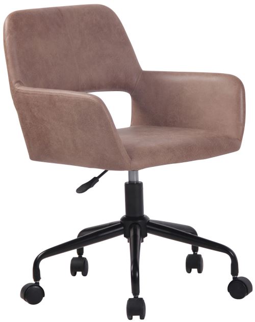 Tabouret de Travail Lagos en Tissu - Chaise de bureau réglable en hauteur Pivotante - Piètement Métal Noir mat - Couleur Marron