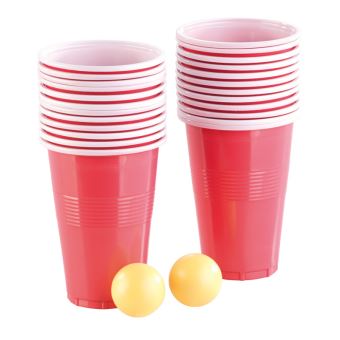 Infactory : Jeu à boire Bière-Pong avec 2 balles et 24 gobelets - Article  et décoration de fête - Achat & prix