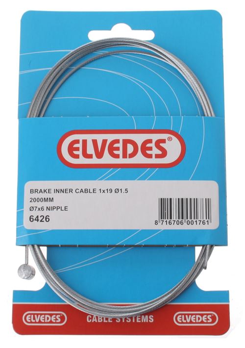 Elvedes Binnenremkabel derrière 6426 tonnippel 2000 mm argent