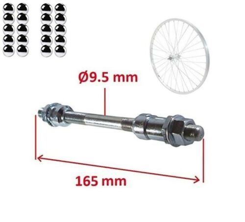 Axe de roue vélo universel 9.5mm x 165mm moyeu arrière
