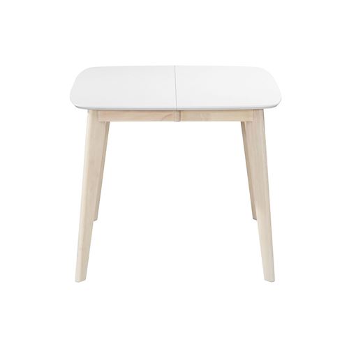 Miliboo Table à manger extensible scandinave carrée blanche et bois L90-130 cm LEENA