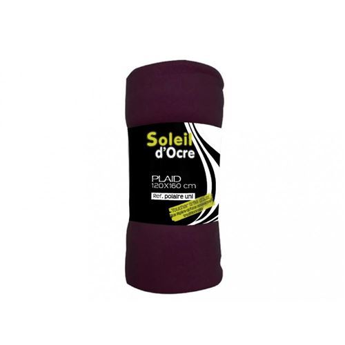 Plaid uni 120x160 cm POLAIRE prune, par Soleil d'ocre