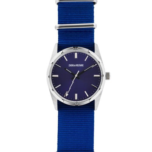 Montre Mixte Zadig & Voltaire Cadran 36mm En Steel Bleu Et Bracelet Bleu En Nylon ZVF216