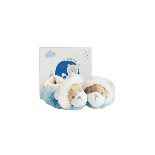 Chaussons avec hochet 0-6 mois lion - doudou et compagnie