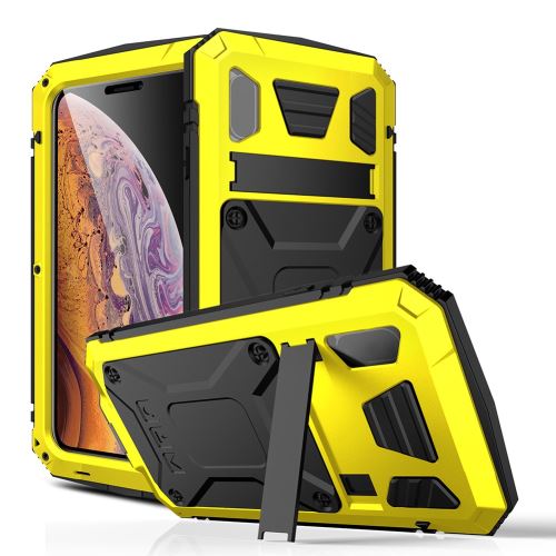 Coque en silicone avec béquille jaune pour votre Apple iPhone X/XS 5.8 pouces